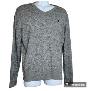 American Eagle Outfitters Marble Gray Charcoal V-Neck Sweater